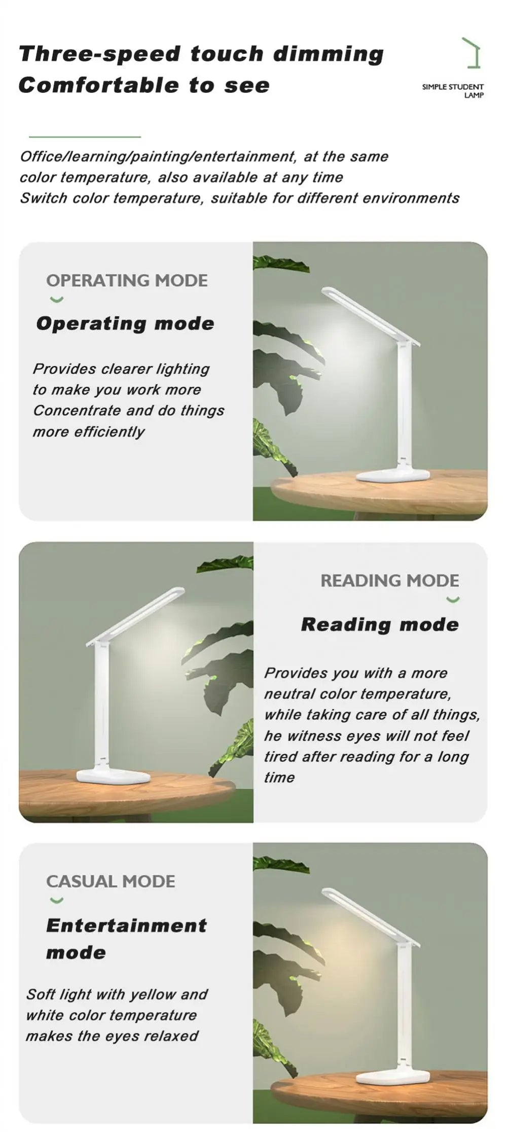 LED Touch Lamp Portable / Folding / Dimmer / USB Chargeable